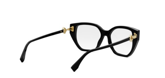 FENDI FF DIAMONDS FE50100I 001 Shiny Black Oval Women's Eyeglasses.