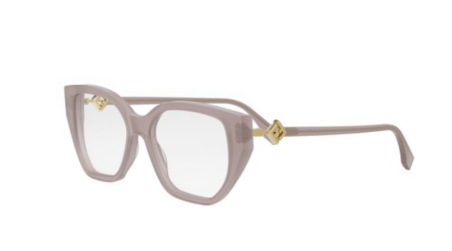 FENDI FF DIAMONDS FE50100I 072 Shiny Light Pink Oval Women's Eyeglasses.