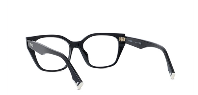 FENDI WAY FE50001I 001 Shiny Black Cat Eye Women's Eyeglasses.