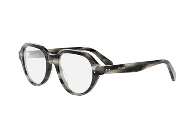 Celine THIN CL50145I 005 Black-Grey Stripes Geometric Men's Eyeglasses