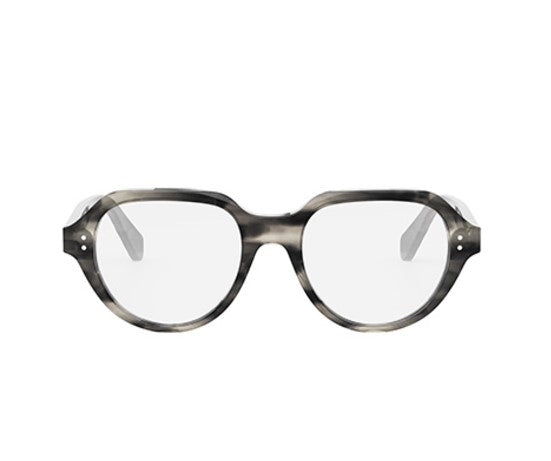 Celine THIN CL50145I 005 Black-Grey Stripes Geometric Men's Eyeglasses