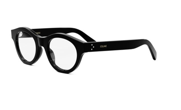 Celine 3 DOTS CL50138I 001 Shiny Black Round Men's Eyeglasses