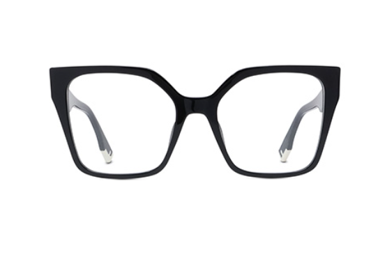 FENDI WAY FE50002I 001 Shiny Black Cat Eye Women's Eyeglasses.