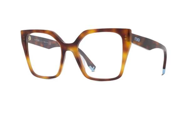 FENDI WAY FE50002I 053 Shiny Havana Cat Eye Women's Eyeglasses.