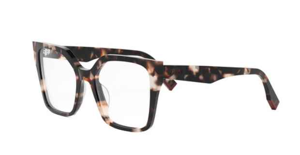 FENDI WAY FE50002I 054 Shiny Red Havana Cat Eye Women's Eyeglasses.