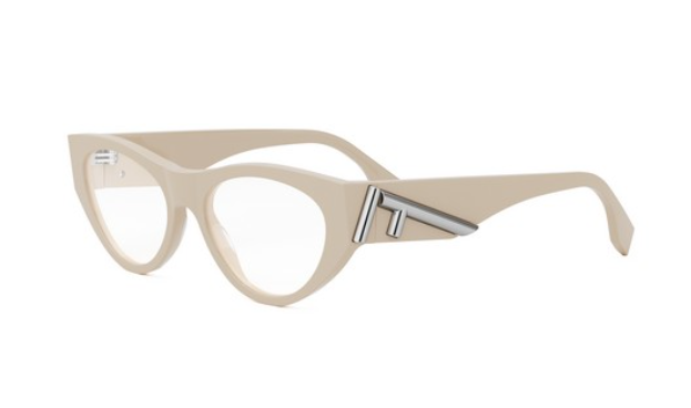 FENDI FIRST FE50092I 057 Shiny Transparent Khaki Cat Eye Women's Eyeglasses.