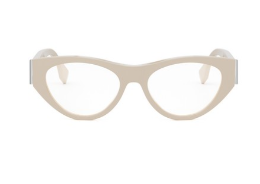 FENDI FIRST FE50092I 057 Shiny Transparent Khaki Cat Eye Women's Eyeglasses.