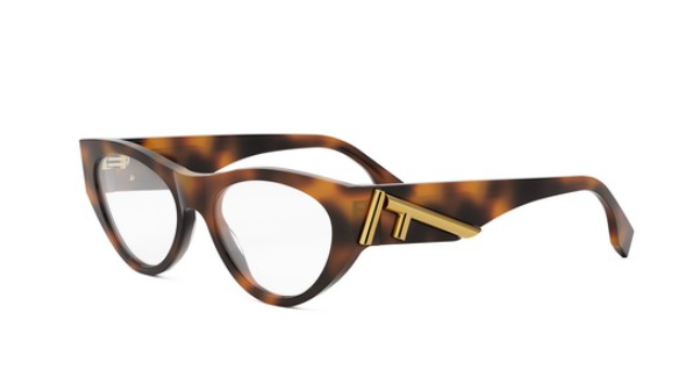 FENDI FIRST FE50092I 053 Shiny Havana Cat Eye Women's Eyeglasses.