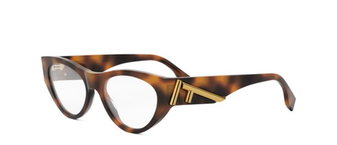 FENDI FIRST FE50092I 053 Shiny Havana Cat Eye Women's Eyeglasses.