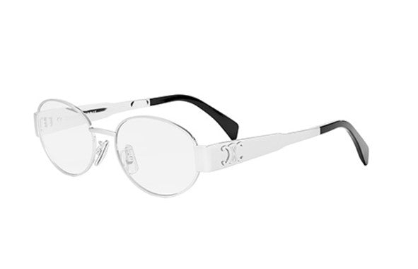 Celine METAL TRIOMPHE CL50140U 016 Shiny Palladium Oval Women's Eyeglasses