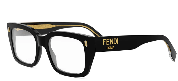 FENDI ROMA FE50094I 001 Shiny Black Square Women's Eyeglasses