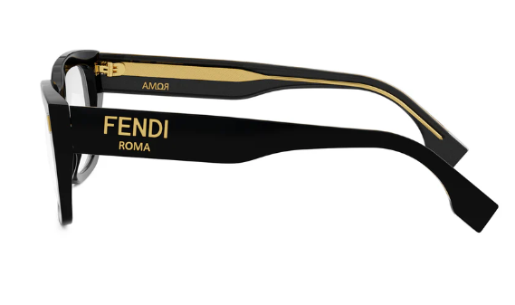 FENDI ROMA FE50094I 001 Shiny Black Square Women's Eyeglasses