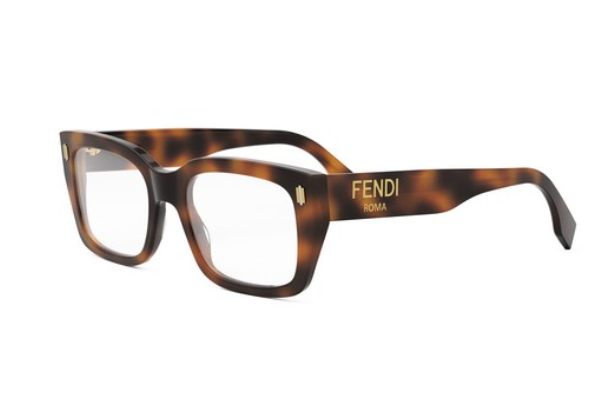 FENDI ROMA FE50094I 053  Shiny Havana Square Women's Eyeglasses.