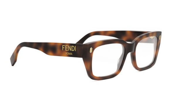 FENDI ROMA FE50094I 053  Shiny Havana Square Women's Eyeglasses.