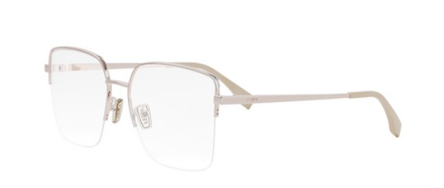 FENDI FF FE50091U 028 Shiny Rose Gold Square Semi Rim Metal Women's Eyeglasses.