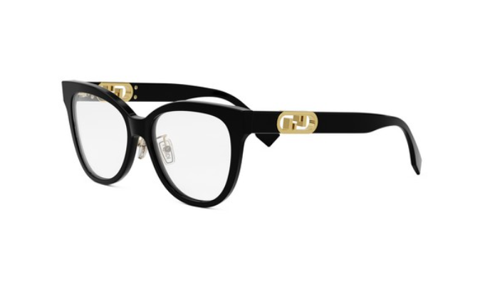 FENDI O'LOCK FE50093F 001 Shiny Black Round Women's Eyeglasses.