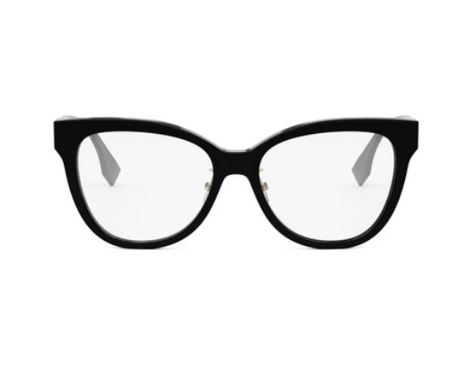 FENDI O'LOCK FE50093F 001 Shiny Black Round Women's Eyeglasses.