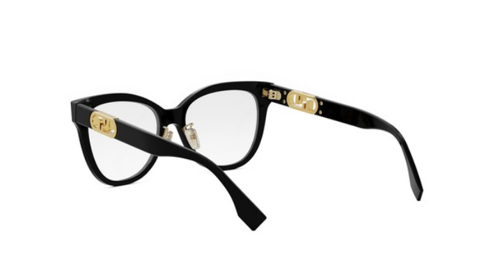 FENDI O'LOCK FE50093F 001 Shiny Black Round Women's Eyeglasses.