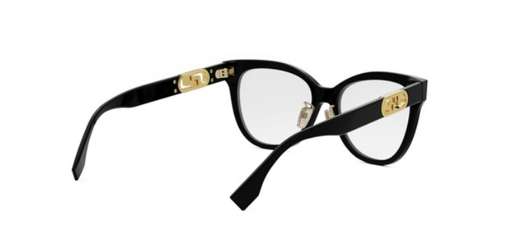 FENDI O'LOCK FE50093F 001 Shiny Black Round Women's Eyeglasses.