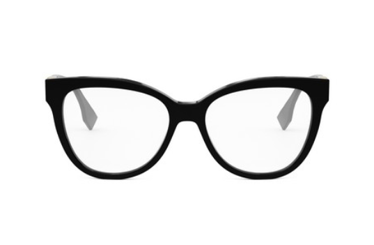 FENDI O'LOCK FE50093I 001 Shiny Black Round Women's Eyeglasses.