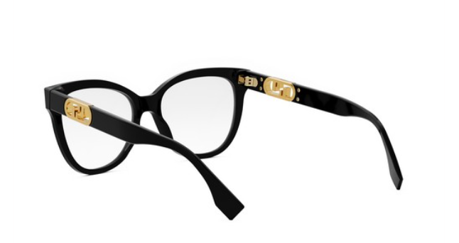 FENDI O'LOCK FE50093I 001 Shiny Black Round Women's Eyeglasses.