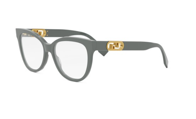 FENDI O'LOCK FE50093I 020 Transparent Grey Round Women's Eyeglasses.