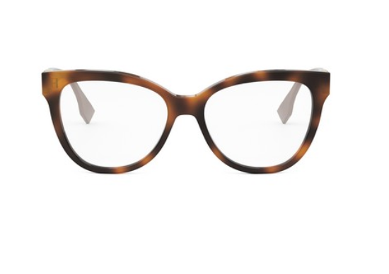 FENDI O'LOCK FE50093I 053 Shiny Havana Round Women's Eyeglasses.