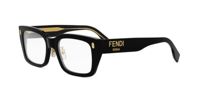 FENDI ROMA FE50094F 001 Shiny Black Square Women's Eyeglasses.