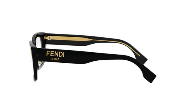 FENDI ROMA FE50094F 001 Shiny Black Square Women's Eyeglasses.