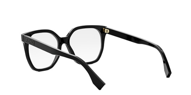 FENDI LETTERING FE50087I 001 Shiny Black Geometric Women's Eyeglasses.