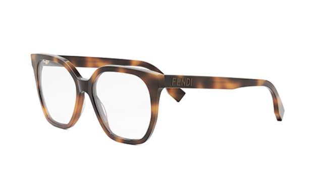 FENDI LETTERING FE50087I 053 Shiny Havana Geometric Women's Eyeglasses.