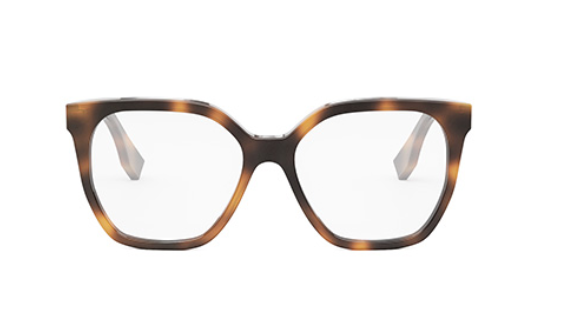 FENDI LETTERING FE50087I 053 Shiny Havana Geometric Women's Eyeglasses.