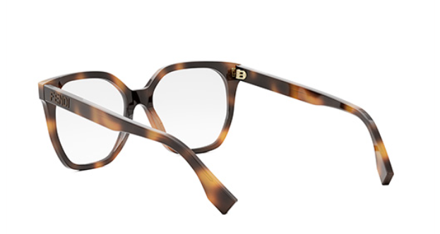 FENDI LETTERING FE50087I 053 Shiny Havana Geometric Women's Eyeglasses.