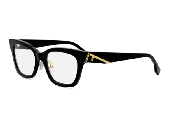 FENDI FIRST FE50073F 001 Shiny Black Oval Women's Eyeglasses.