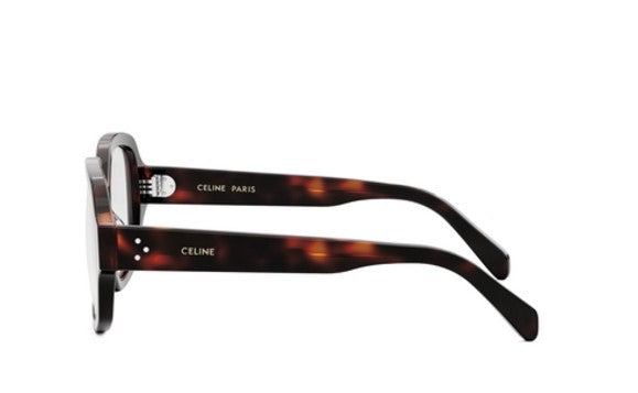 Celine 3 DOTS CL50135I 052 Shiny Dark Havana Geometric Women's Eyeglasses