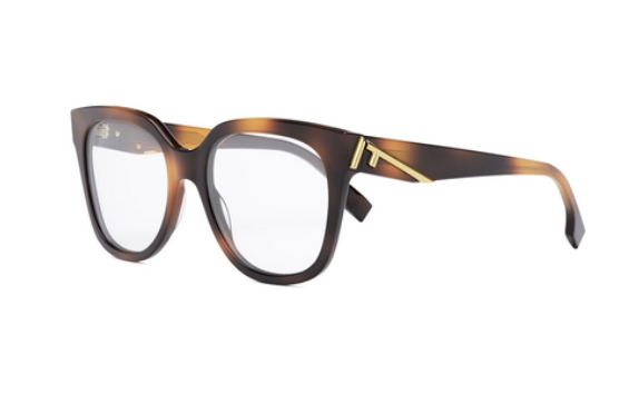 FENDI FIRST FE50064F 053 Shiny Havana Soft Square Women's Eyeglasses.