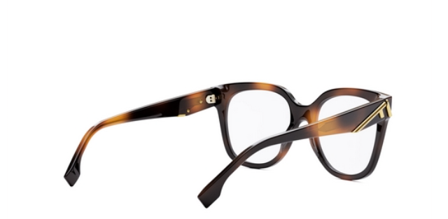 FENDI FIRST FE50064F 053 Shiny Havana Soft Square Women's Eyeglasses.