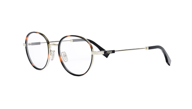 FENDI TRAVEL FE50052U 032 Shiny Light Gold, Shiny Blue Windsor Full-Rim Metal Men's Eyeglasses.