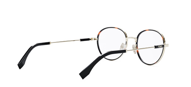 FENDI TRAVEL FE50052U 032 Shiny Light Gold, Shiny Blue Windsor Full-Rim Metal Men's Eyeglasses.