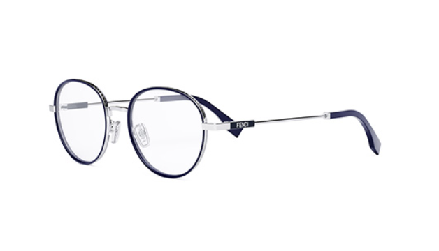 FENDI TRAVEL FE50052U 016  Shiny Palladium, Shiny Havana Windsor Full-Rim Metal Men's Eyeglasses.