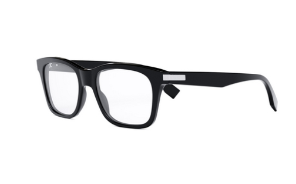 FENDI ESSENTIAL FE50060I 001 Shiny Black Round Men's Eyeglasses.