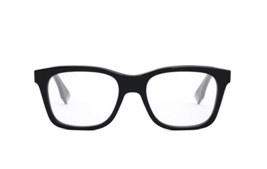 FENDI ESSENTIAL FE50060I 001 Shiny Black Round Men's Eyeglasses.