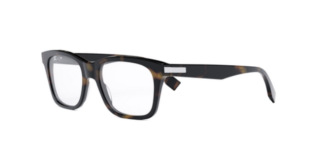 FENDI ESSENTIAL FE50060I 052 Shiny Dark Havana Geometric Men's Eyeglasses.