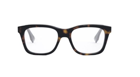 FENDI ESSENTIAL FE50060I 052 Shiny Dark Havana Geometric Men's Eyeglasses.