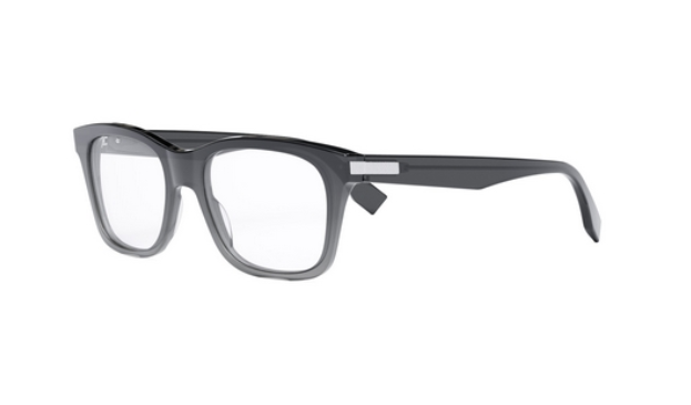 FENDI ESSENTIAL FE50060I 020 Transparent Grey Geometric Men's Eyeglasses.