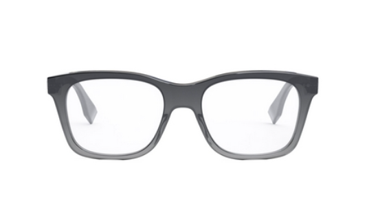 FENDI ESSENTIAL FE50060I 020 Transparent Grey Geometric Men's Eyeglasses.