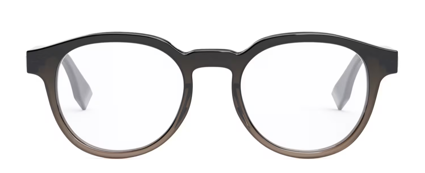 FENDI ESSENTIAL FE50061I 050 Dark Brown Round Men's Eyeglasses.