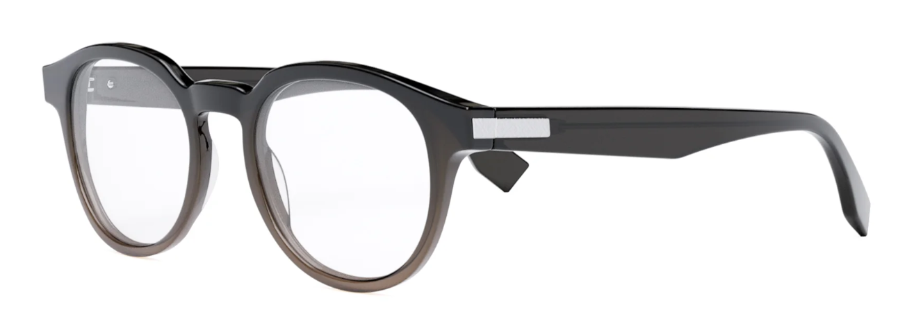 FENDI ESSENTIAL FE50061I 050 Dark Brown Round Men's Eyeglasses.