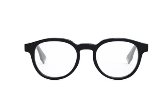 FENDI ESSENTIAL FE50061I 001 Shiny Black Round Men's Eyeglasses.