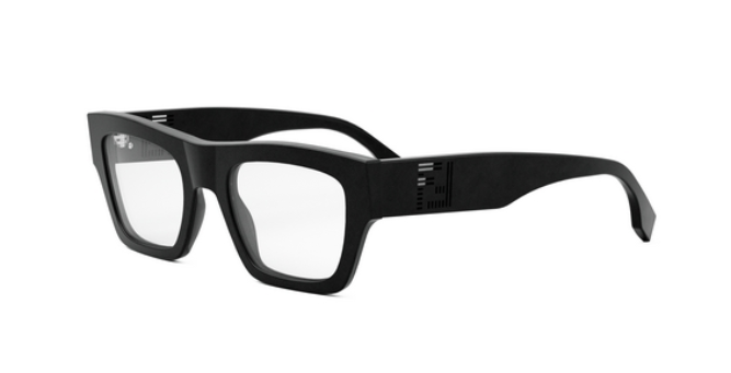 FENDI SHADOW FE50069I 002 Matte Black Soft Square Men's Eyeglasses.